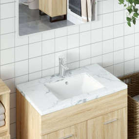 Bathroom Sink White 16.3x10.2x7.3" Rectangular Ceramic