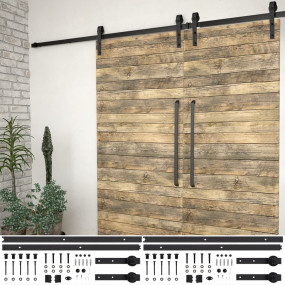 Sliding Door Hardware Kits 2 pcs 72.0 " Steel Black (2x...