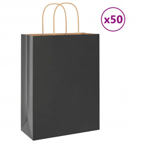 Paper Bags 50 pcs with Handles Black 26x12x35 cm