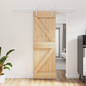 Sliding Door with Hardware Set 27.6x82.7" Solid Wood Pi...