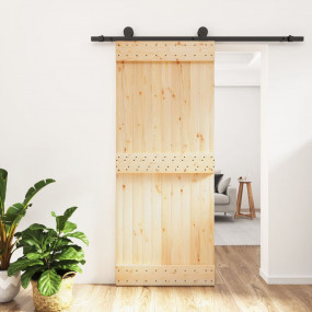 Sliding Door with Hardware Set 33.5x82.7" Solid Wood Pi...