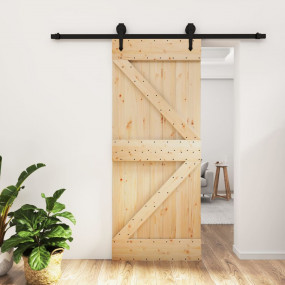 Sliding Door with Hardware Set 33.5x82.7" Solid Wood Pi...