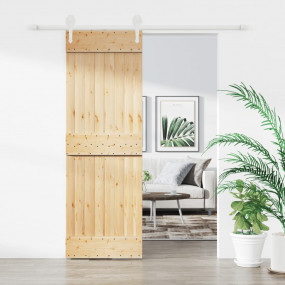 Sliding Door with Hardware Set 27.6x82.7" Solid Wood Pi...