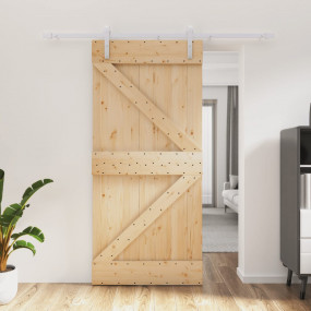 Sliding Door with Hardware Set 37.4x82.7" Solid Wood Pi...