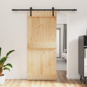 Sliding Door with Hardware Set 35.4x82.7" Solid Wood Pi...