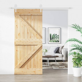 Sliding Door with Hardware Set 35.4x82.7" Solid Wood Pi...