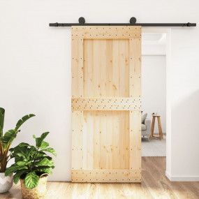 Sliding Door with Hardware Set 37.4x82.7" Solid Wood Pi...