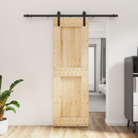 Sliding Door with Hardware Set 27.6x82.7" Solid Wood Pi...