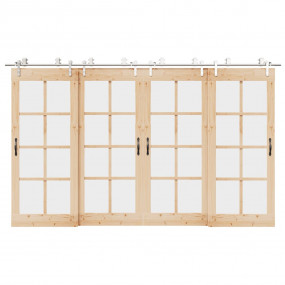 Sliding Door Hardware Kit 144.1 " Stainless Steel Silve...