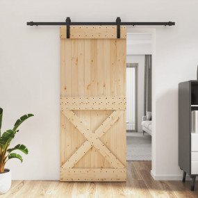 Sliding Door with Hardware Set 35.4x82.7" Solid Wood Pi...