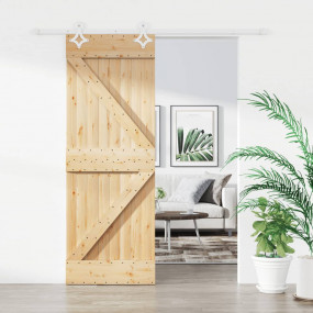 Sliding Door with Hardware Set 31.5x82.7" Solid Wood Pi...