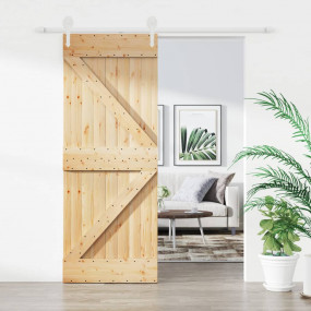 Sliding Door with Hardware Set 33.5x82.7" Solid Wood Pi...