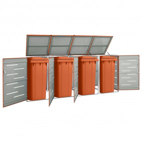 Quadruple Wheelie Bin Shed 108.9x30.5x44.3" Stainless S...