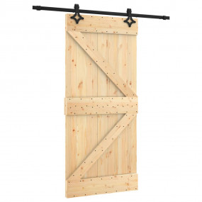 Sliding Door with Hardware Set 37.4x82.7" Solid Wood Pi...