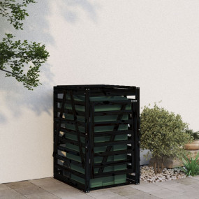 Wheelie Bin Storage Black 33.1x35.4x50.6" Solid Wood Pi...