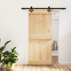 Sliding Door with Hardware Set 35.4x82.7" Solid Wood Pi...
