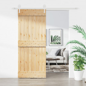 Sliding Door with Hardware Set 33.5x82.7" Solid Wood Pi...