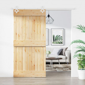 Sliding Door with Hardware Set 39.4x82.7" Solid Wood Pi...
