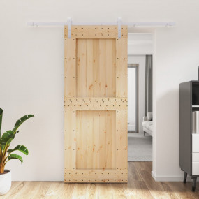 Sliding Door with Hardware Set 33.5x82.7" Solid Wood Pi...