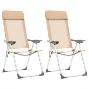 Folding Camping Chairs 2 pcs Cream Aluminum