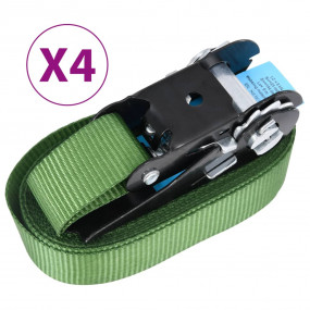 Ratchet Tie Down Straps 4 pcs 800 daN 19.7 ' Green