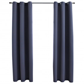 Blackout Curtains with Rings 2 pcs Anthracite 37"x84" F...