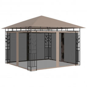 Gazebo with Mosquito Net 9.8'x9.8'x9' Taupe 0.6 oz/ft