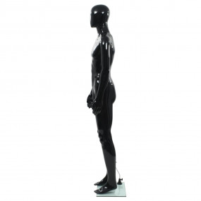 Full Body Male Mannequin with Glass Base Glossy Black 7...