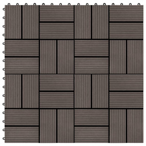 11 pcs Decking Tiles WPC 11.8"x11.8" 1 sqm Dark Brown