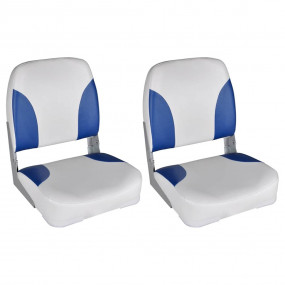 Boat Seats 2 pcs Foldable Backrest Blue-white Pillow 16...