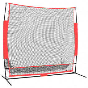 Portable Baseball Net Black and Red 84.6"x42.1"x85" Pol...