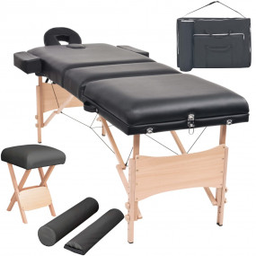 3-Zone Folding Massage Table and Stool Set 3.9" Thick B...