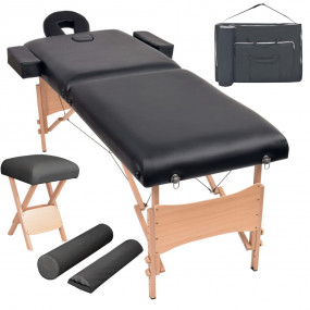 2-Zone Folding Massage Table and Stool Set 3.9" Thick B...