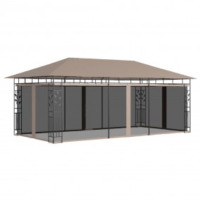 Gazebo with Mosquito Net 19.7'x9.8'x9' Taupe 0.6 oz/ft