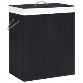 Bamboo Laundry Basket with Single Section Black 21.9 ga...