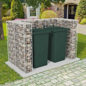Gabion Double Wheelie Bin Surround Steel 70.9"x39.4"x47...