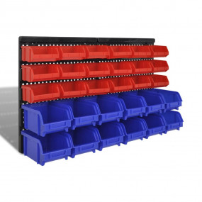 Wall Mounted Garage Plastic Storage Bin Set 30 pcs Blue...