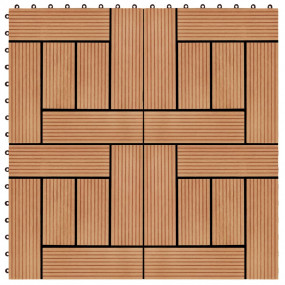 11 pcs Decking Tiles WPC 11.8"x11.8" 1 sqm Teak Color