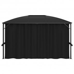 Gazebo with Curtains 157.5"x118.1"x104.3" Anthracite