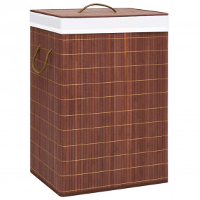 Bamboo Laundry Basket with 2 Sections Brown 19 gal