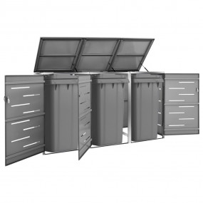Triple Wheelie Bin Shed 81.5"x30.5"x44.3" Stainless Ste...