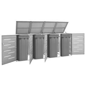 Quadruple Wheelie Bin Shed 108.9"x30.5"x44.3" Stainless...