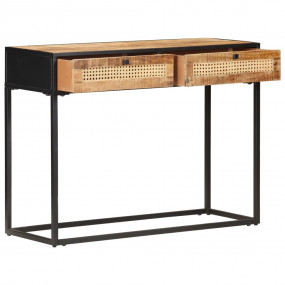 Console Table 39.4"x13.8"x29.5" Rough Mango Wood and Na...