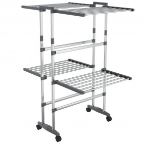 2-Tier Laundry Drying Rack with Wheels Silver 23.6"x27....