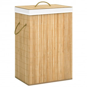 Bamboo Laundry Basket with 2 Sections 19 gal