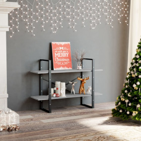 2-Tier Book Cabinet Concrete Gray 39.4"x11.8"x27.6" Eng...