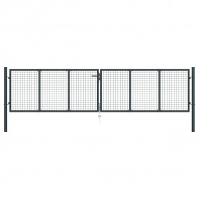 Mesh Garden Gate Galvanized Steel 157.5"x49.2" Gray