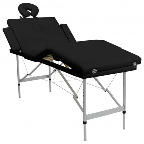 Black Foldable Massage Table 4 Zones with Aluminum Fram...