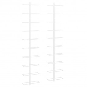 Wall-mounted Wine Rack for 10 Bottles 2 pcs White Metal