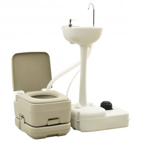 Portable Camping Toilet 2.6+2.6 gal and Handwash Stand ...